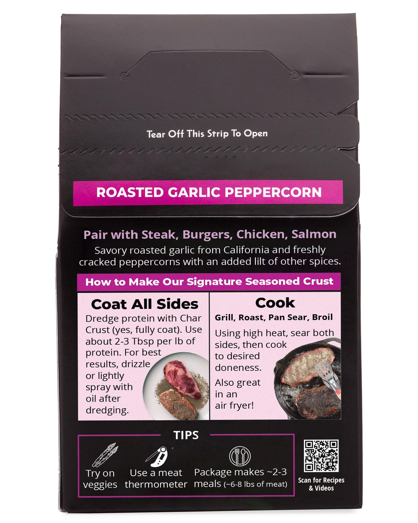 Char Crust Dry-Rub Seasoning (3-Pack, Roasted Garlic Peppercorn)