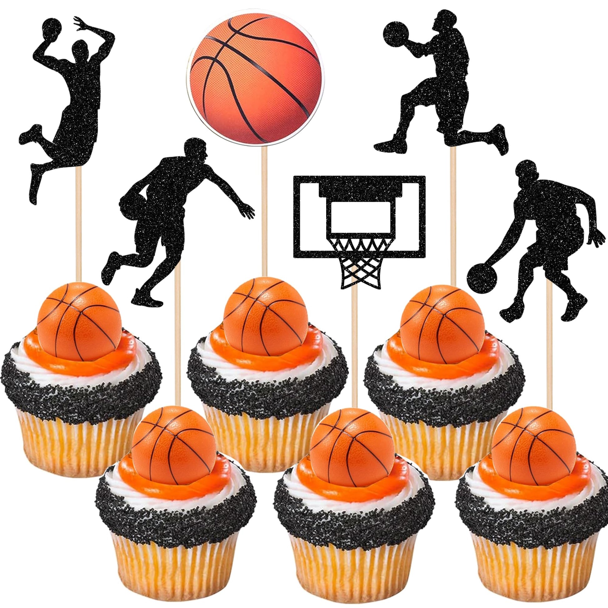 24 Pcs Basketball Cupcake Toppers Sports Fan Basketball Backboard Cupcake Picks For Baby Shower Players Sports Theme Birthday Party Cake Decorations Supplies