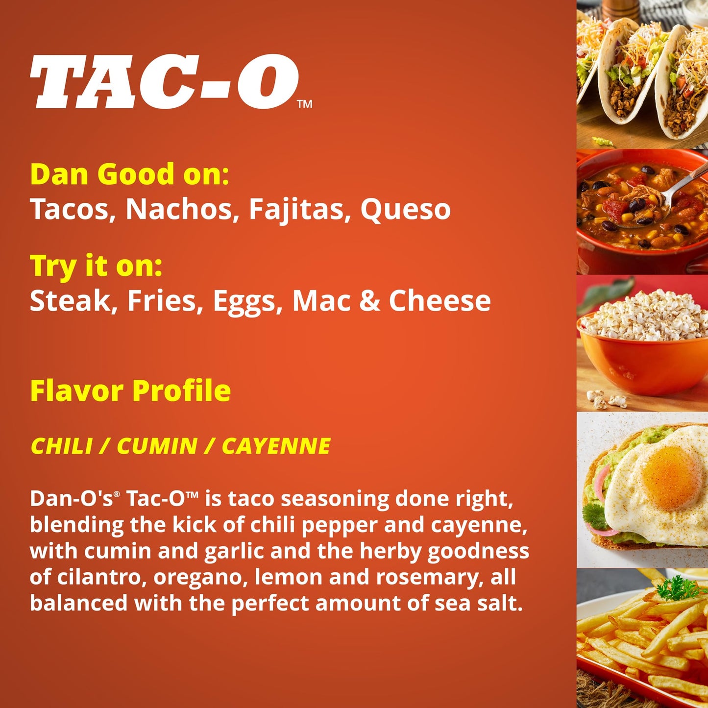 Dan-Os Tac-O Seasoning, All Purpose Taco Seasoning, Sugar Free, 8.9 oz Bottle