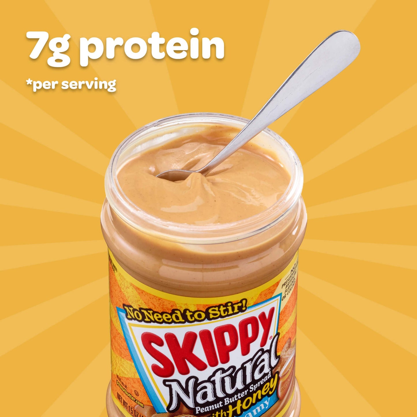 Skippy Creamy Peanut Butter, Natural With Honey, 15-Ounce Jars (Pack Of 6)