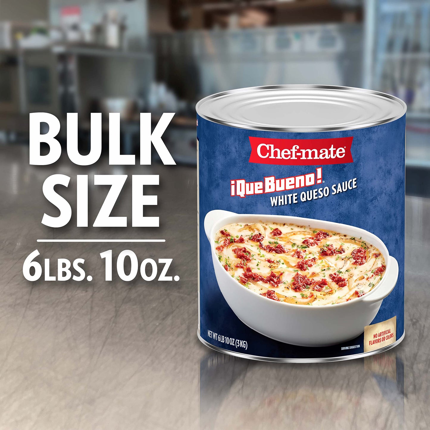Chef-Mate Que Bueno White Queso And Nacho Cheese Sauce, Canned Food, 6 Lb. 10 Oz (#10 Bulk Can)