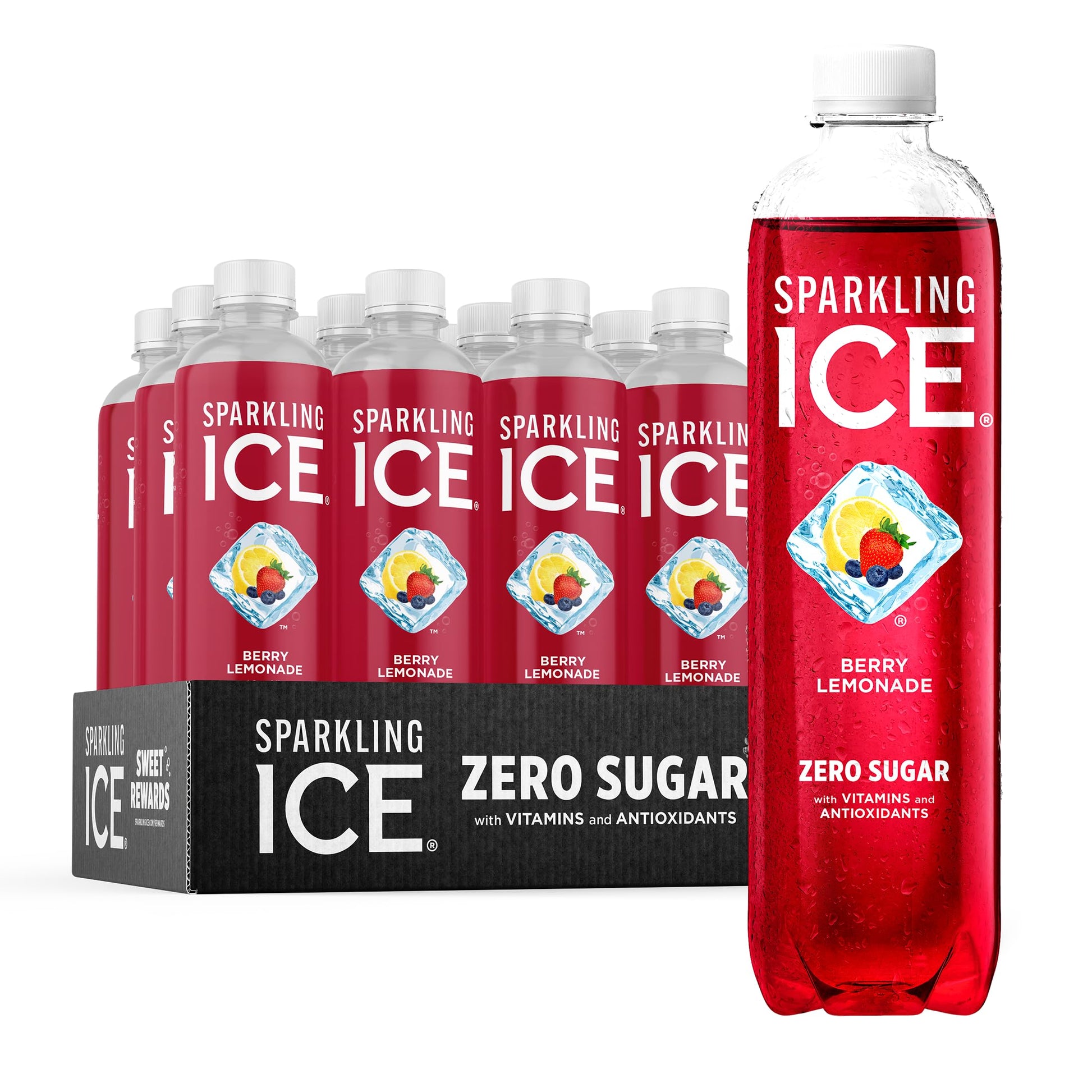 Sparkling ICE Berry Lemonade Sparkling Water, Zero Sugar, 17 Fl Oz Bottles, Pack of 12
