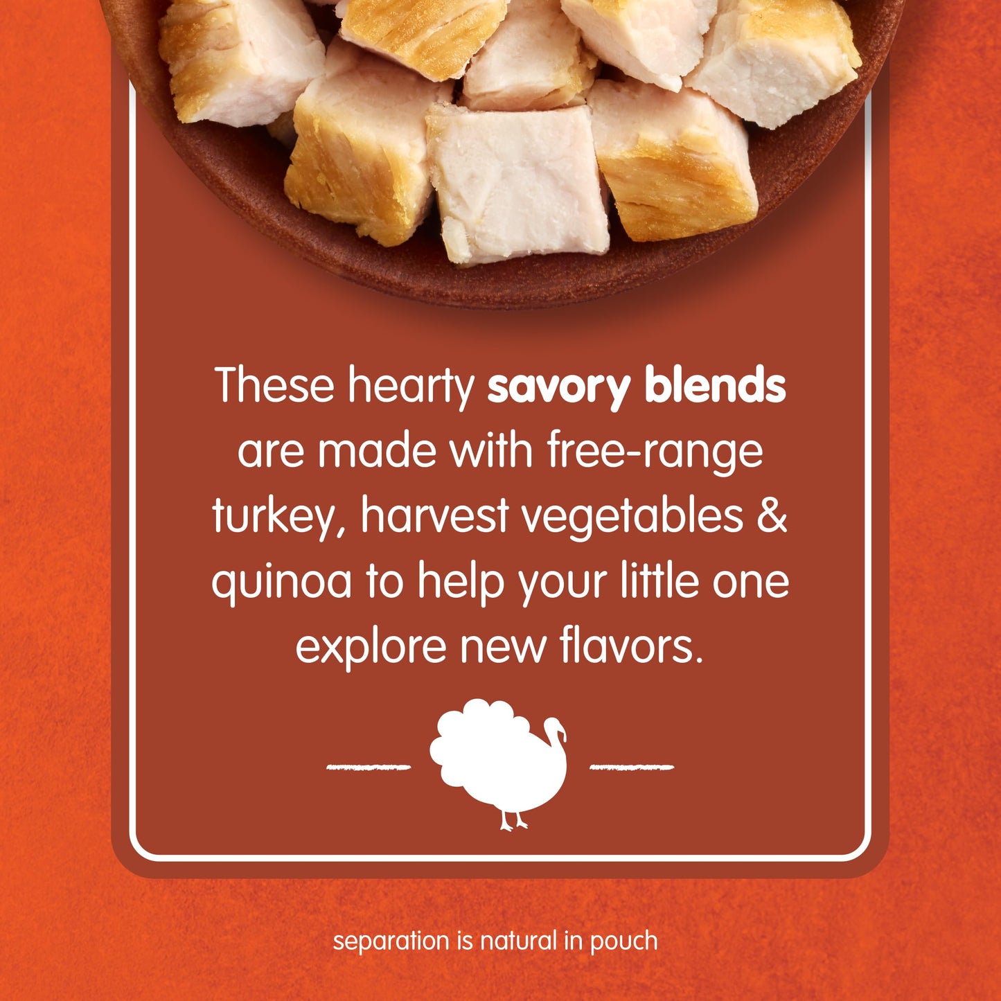 Happy Baby Organics Savory Blends Stage 3 Baby Food Puree, Free Range Turkey, Harvest Vegetables & Quinoa Skillet, 3.5 Ounce (Pa