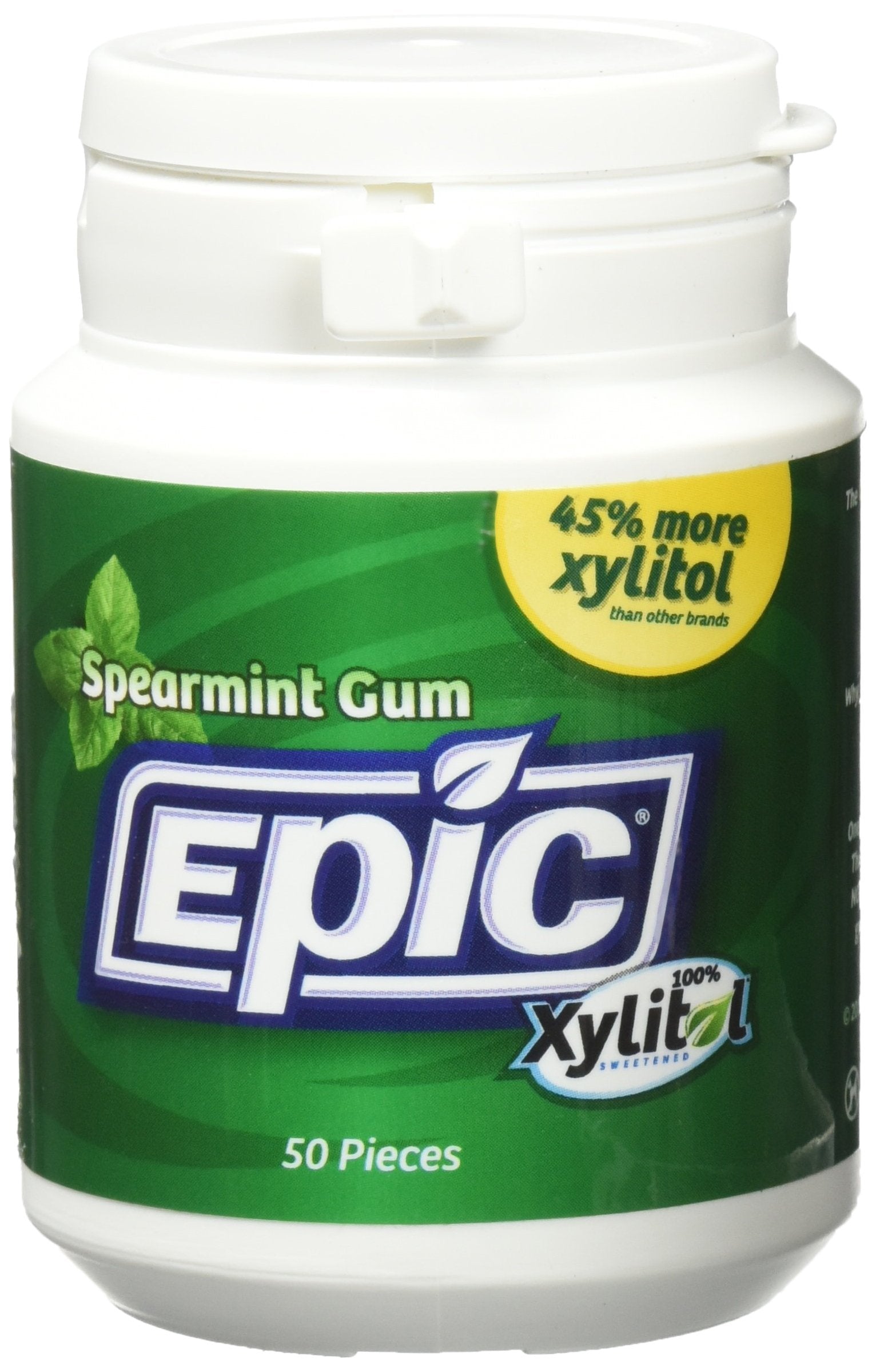 Epic Xylitol Sweetened Spearmint Gum, 50 Count