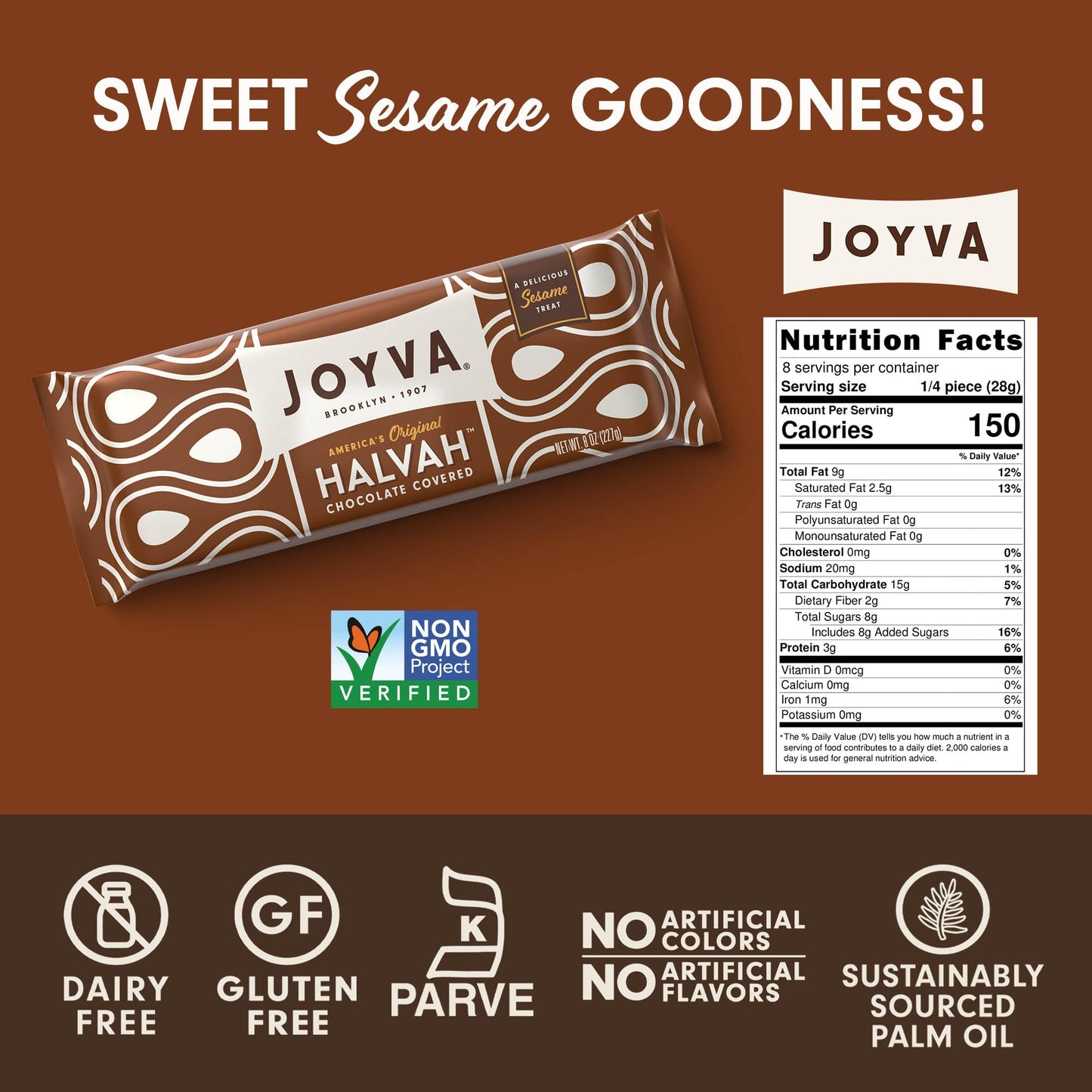 Joyva Halvah Chocolate Covered , 8 Oz