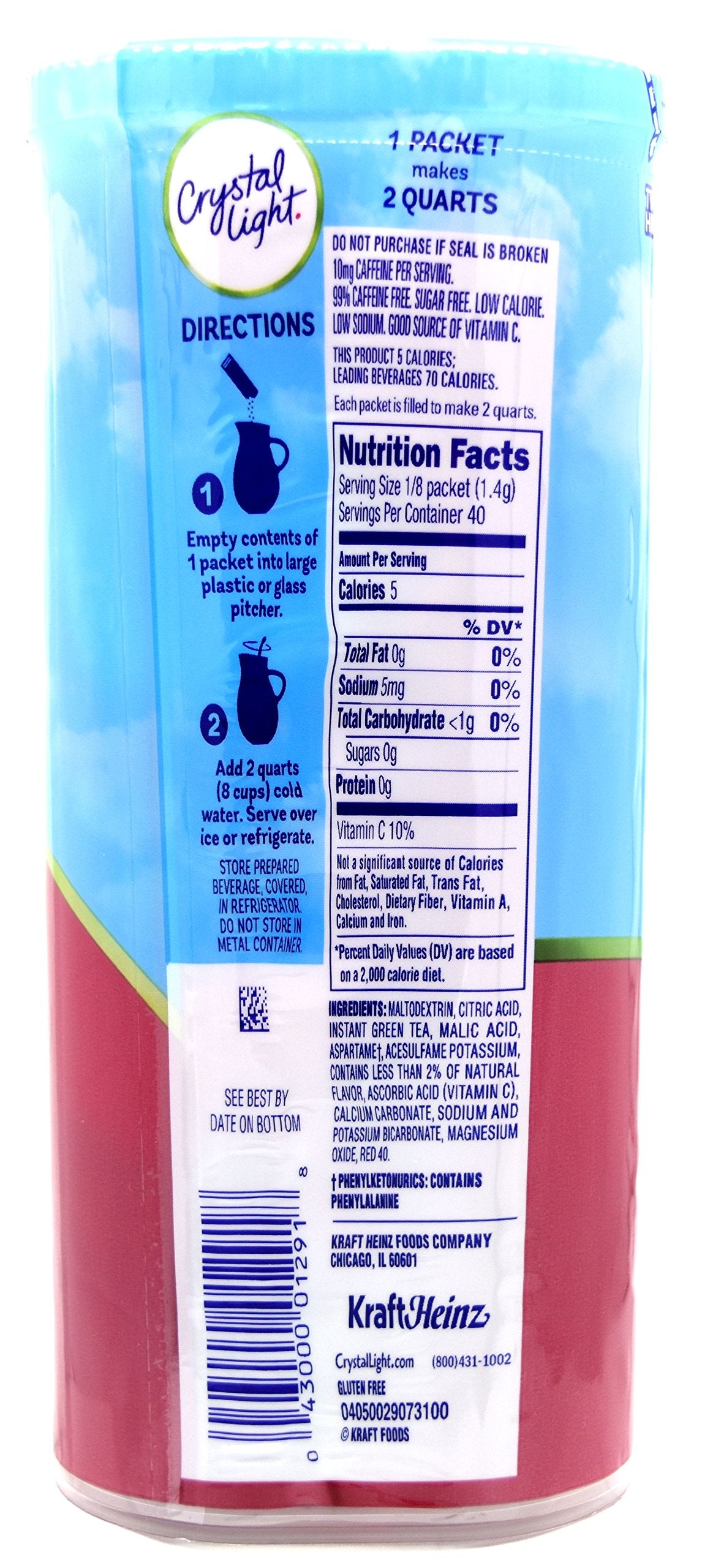 Crystal+Light+Raspberry+Green+Tea+Drink+Mix%2c+10-Quart+Canister+(Pack+of+2)