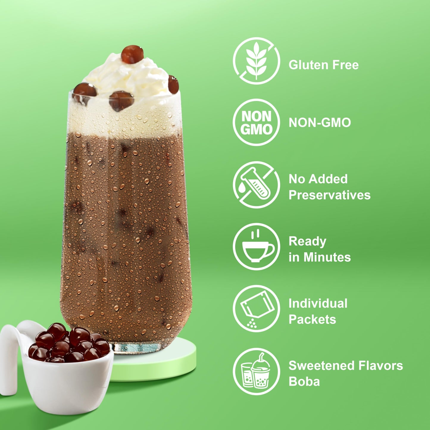 J Way Instant Vietnamese Coffee Kit With Authentic Brown Sugar Tapioca Boba, Ready In Under One Minute, Paper Straws Included -