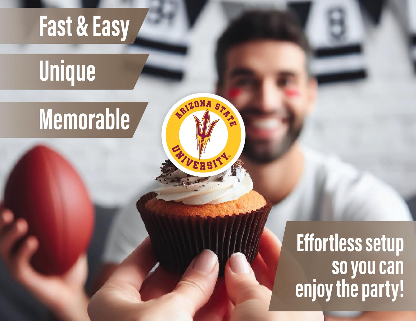 Arizona State Cupcake Toppers (24 Pcs) Arizona State Party Supplies For Football, Birthday Gift, Graduation Party Decorations (A