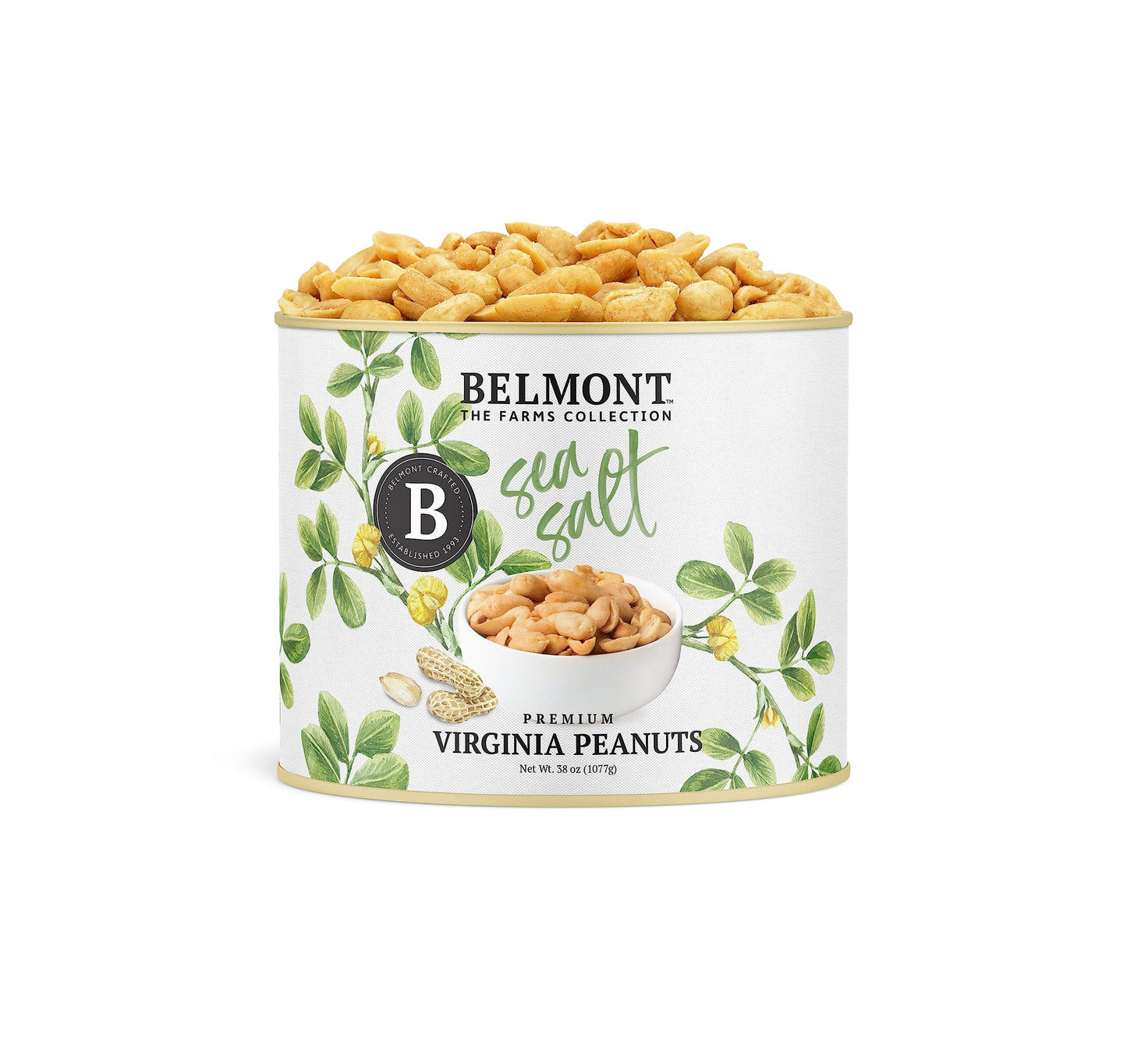 Belmont Peanuts Gourmet Sea-Salted Virginia Peanuts, 38 Oz (Pack Of 1) | Only 3 Simple Ingredients, No Preservatives, 7G Protein | A Premium, Salty, Crunchy, Hand-Seasoned, Peanut Snack