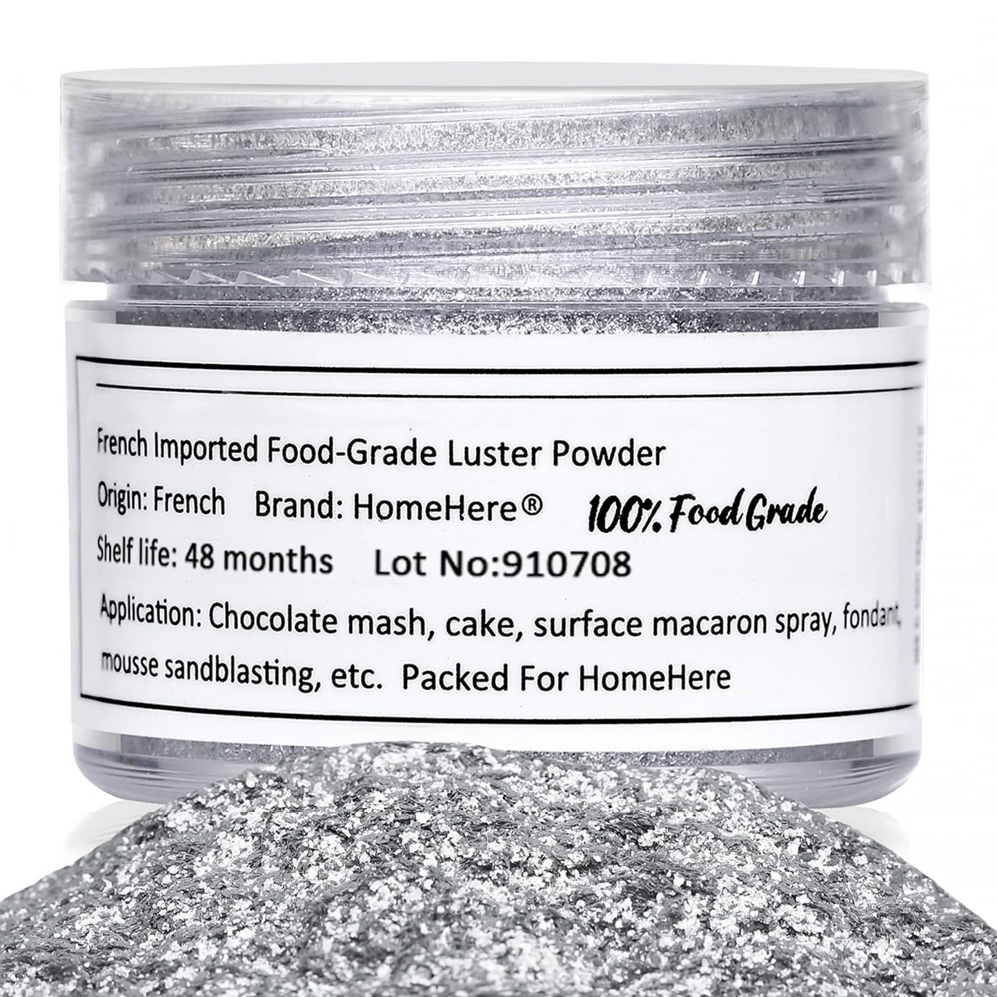 HomeHere Edible Luster Dust Glitter for Cake Decorating, 7g, Silvery Diamond