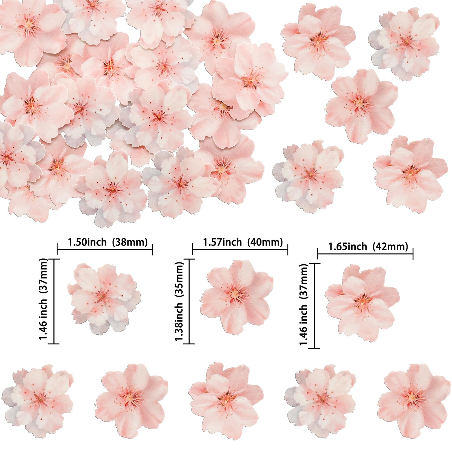 Ephlyn 54Pcs Edible Cherry Blossom Cupcake Toppers Spring Bridal Engagement Baby Shower Birthday Party Cupcake Picks Anniversary