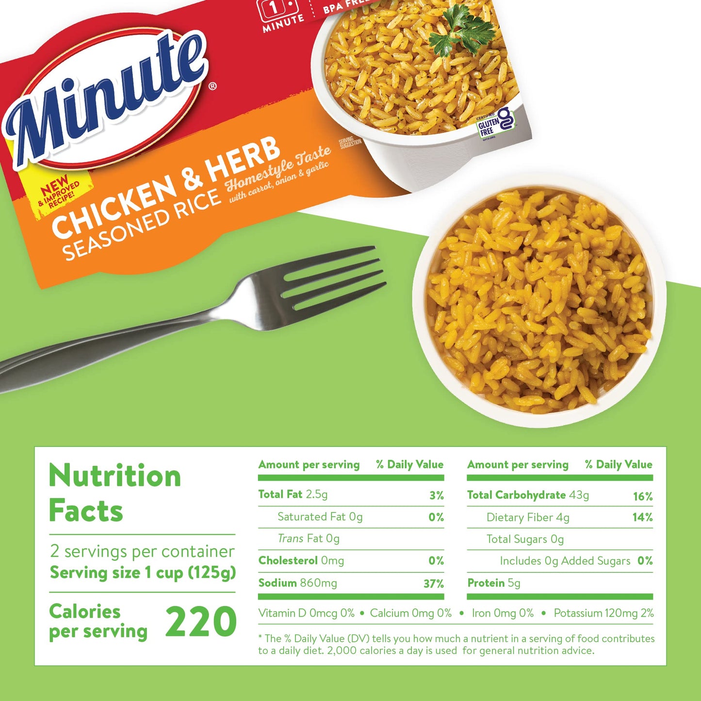 Minute Ready-to-Serve Chicken-and Herb-Flavored Rice, Microwavable Rice Cups, 8.8-Ounce Cups (Pack of 8)