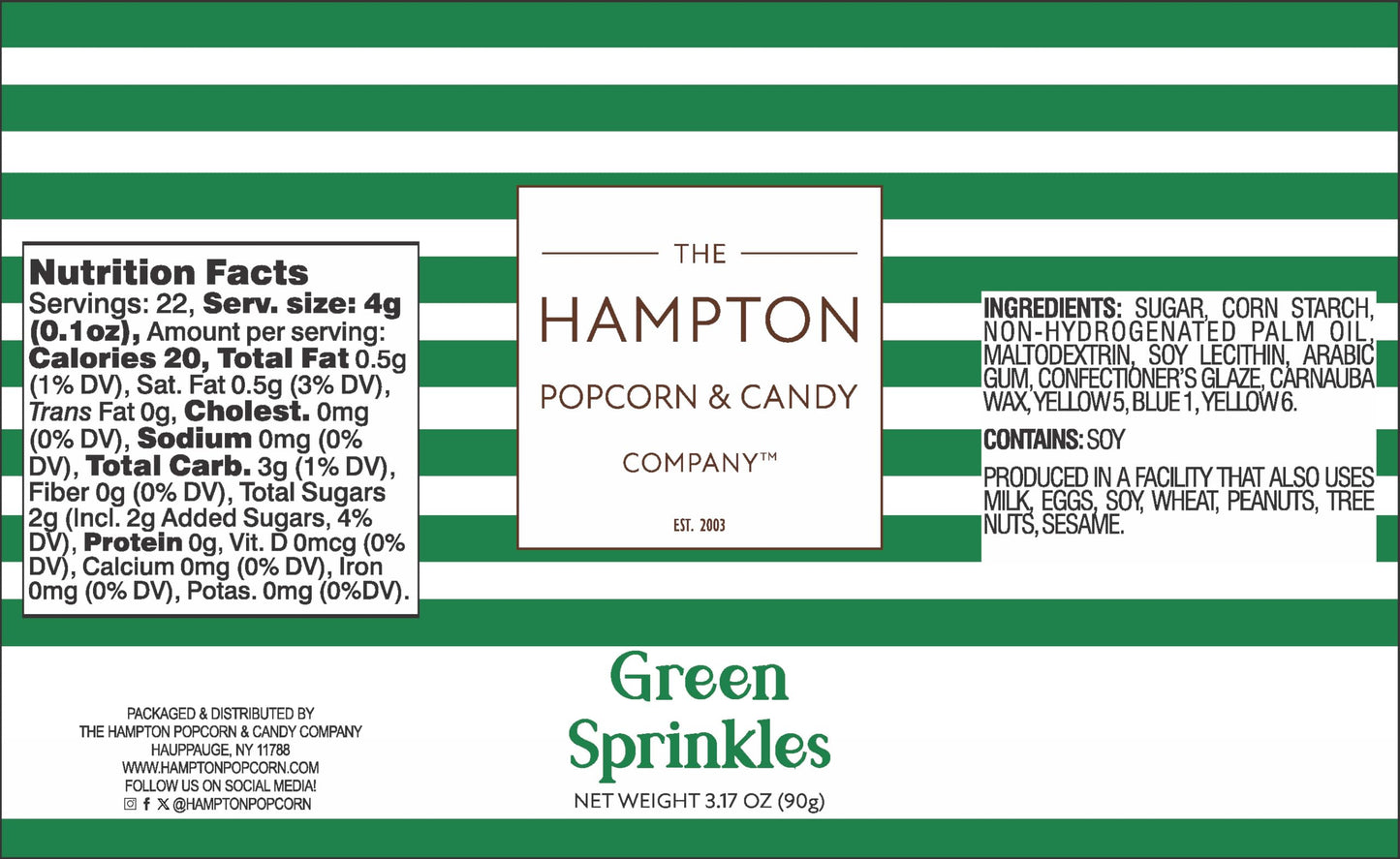 Green Sprinkles Jimmies 3.17 Oz, Sprinkles For Cake Decorating, Cake Sprinkles, Sprinkles For Baking, Ice Cream & More, The Hamp