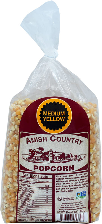 Amish Country Popcorn | 2 Lb Bag | Medium Yellow Popcorn Kernels | Old Fashioned, Non-Gmo And Gluten Free (Medium Yellow - 2 Lb