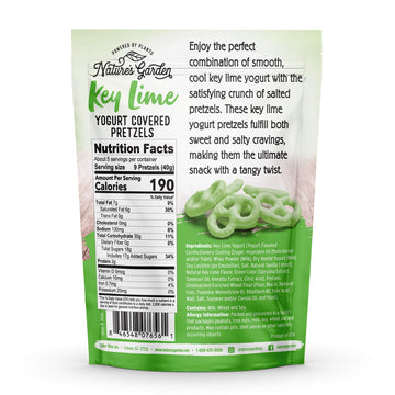 Natures Garden Key Lime Yogurt Covered Pretzels - No Trans Fat, Indulgent Snack, Key Lime Pie Flavored Pretzels - 7 Oz Bag (Pac