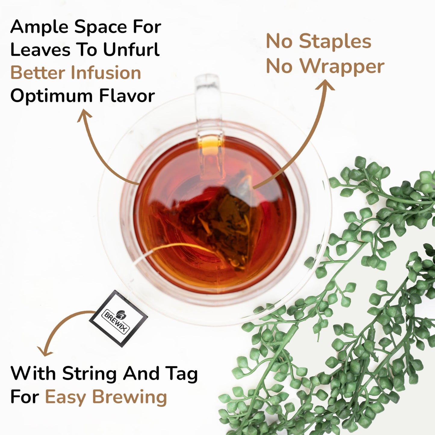 BREWIX Peach Black Tea - Premium Caffeinated Blend, Sugar-Free, 25 Pyramid Bags