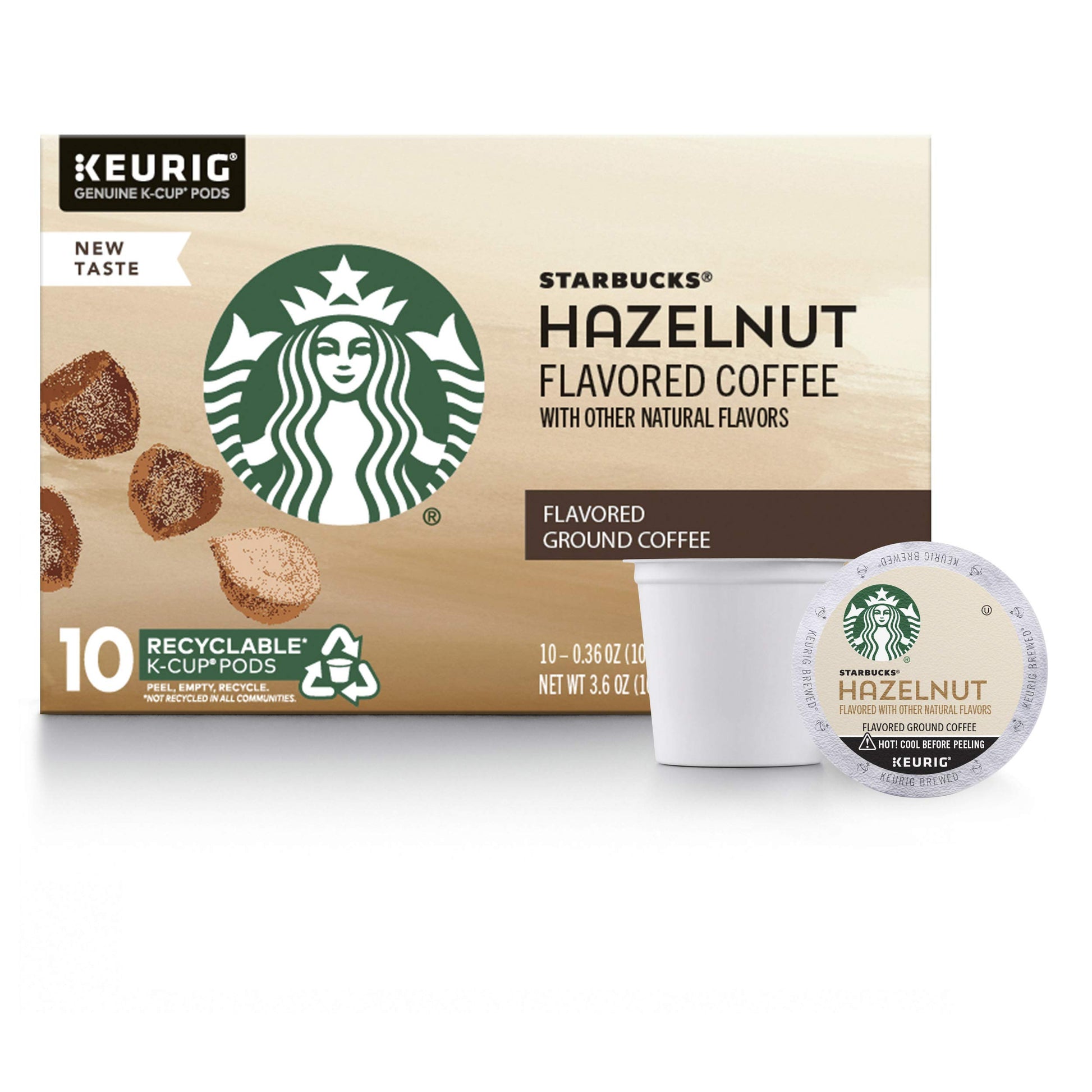 Starbucks K-Cup Coffee Pods - Hazelnut - 10 Count (Pack of 1) - Compatible with Keurig Brewers