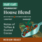 Starbucks Ground Coffee Medium Roast Half-Caff House Blend 100% Arabica 12 oz (Pack of 6)