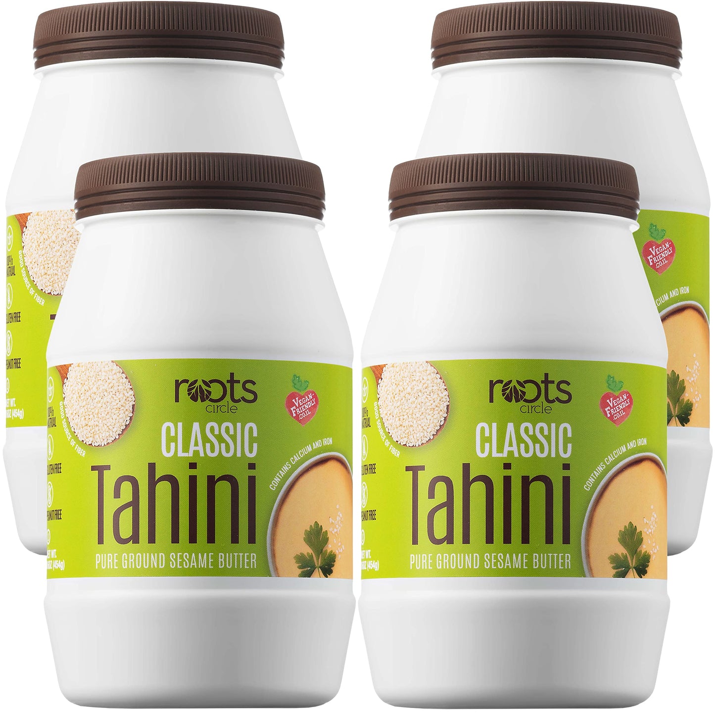 Roots Circle Sesame Tahini Paste, 100% Pure, Vegan, Non-GMO, Gluten-Free, 4 Pack