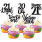 30PCS Happy 21st Birthday Cupcake Toppers Cheers to 21 Vintage 2004 Cupcake Picks Hello 21 Twenty One 21st Birthday Decorations 