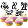 30PCS Happy 21st Birthday Cupcake Toppers Cheers to 21 Vintage 2004 Cupcake Picks Hello 21 Twenty One 21st Birthday Decorations 