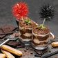 Chinco Foil Firework Cupcake Toppers, 100 Pcs, 6 x 1.77 inches, Red and Black, Cake Decoration for Parties