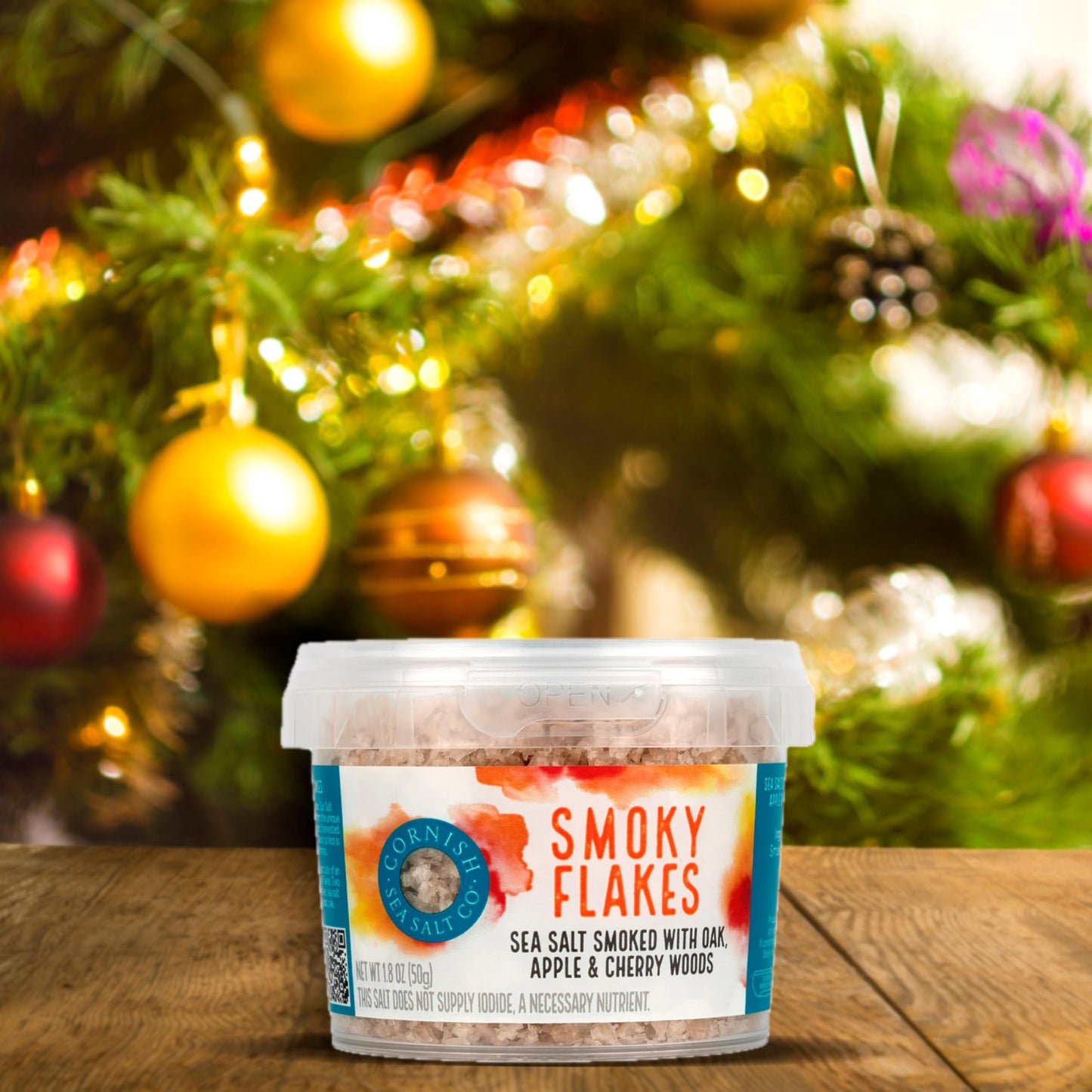 Cornish Sea Salt Smoky Flakes | Hand-Harvested | 1.8 oz Resealable Tub | Pack of 2