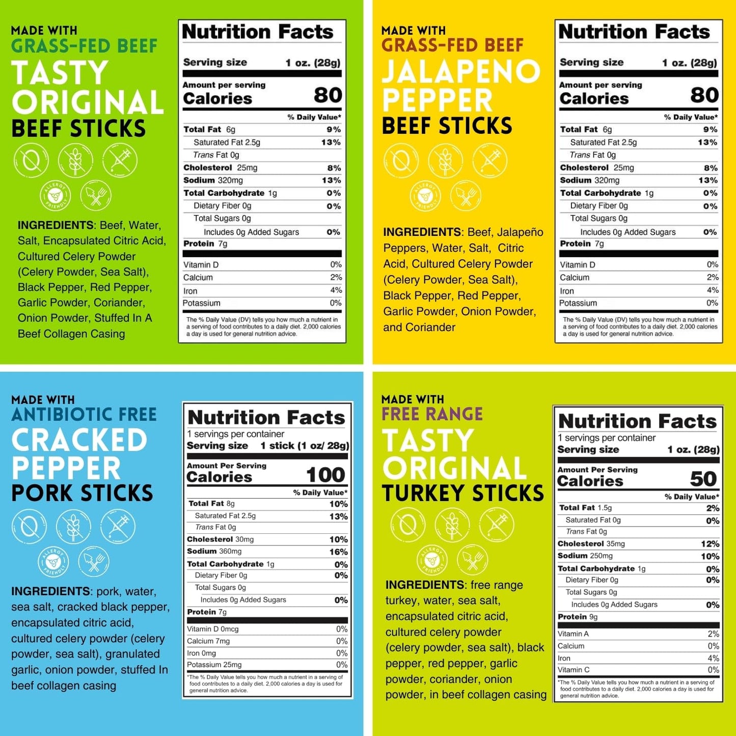 Mission Meats Snack Box - Sugar Free Keto Beef Sticks, Gluten Free, Whole 30, 1 Ounce (Pack of 24)