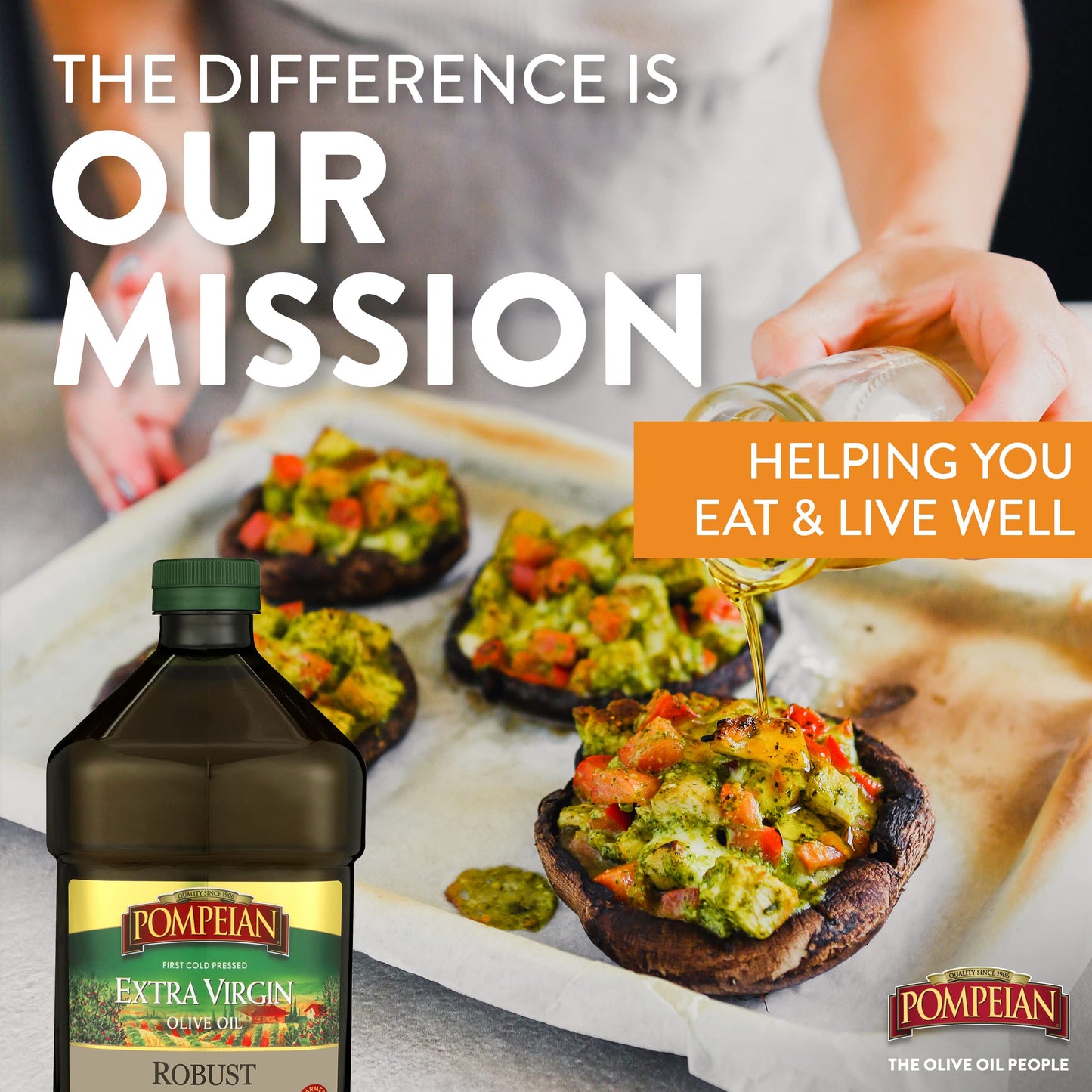 Pompeian Robust Extra Virgin Olive Oil, First Cold Pressed, Full-Bodied Flavor, Perfect for Salad Dressings & Marinades, 101 FL.