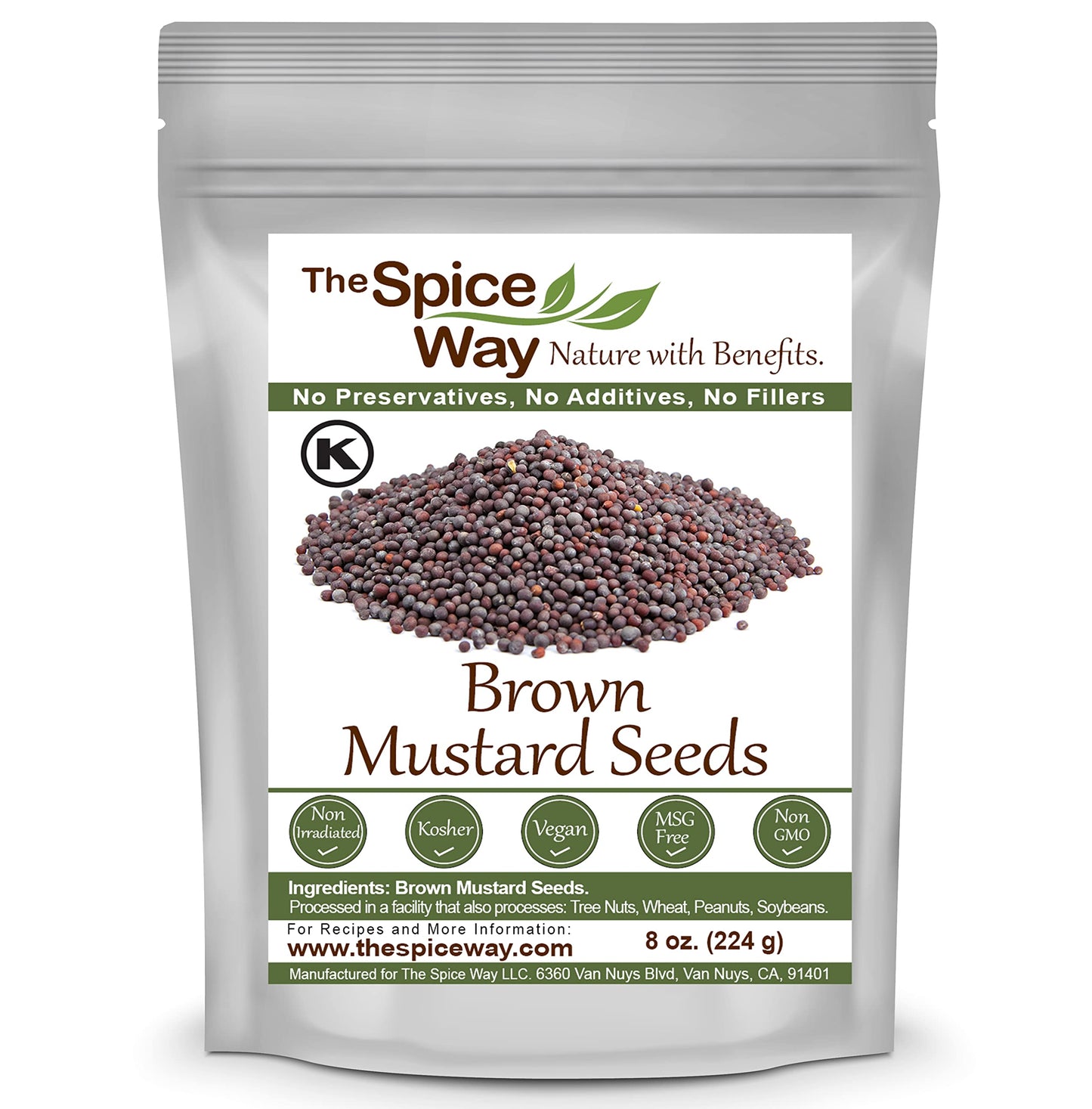 The Spice Way Brown Mustard Seeds - Whole Seeds, 8 Oz