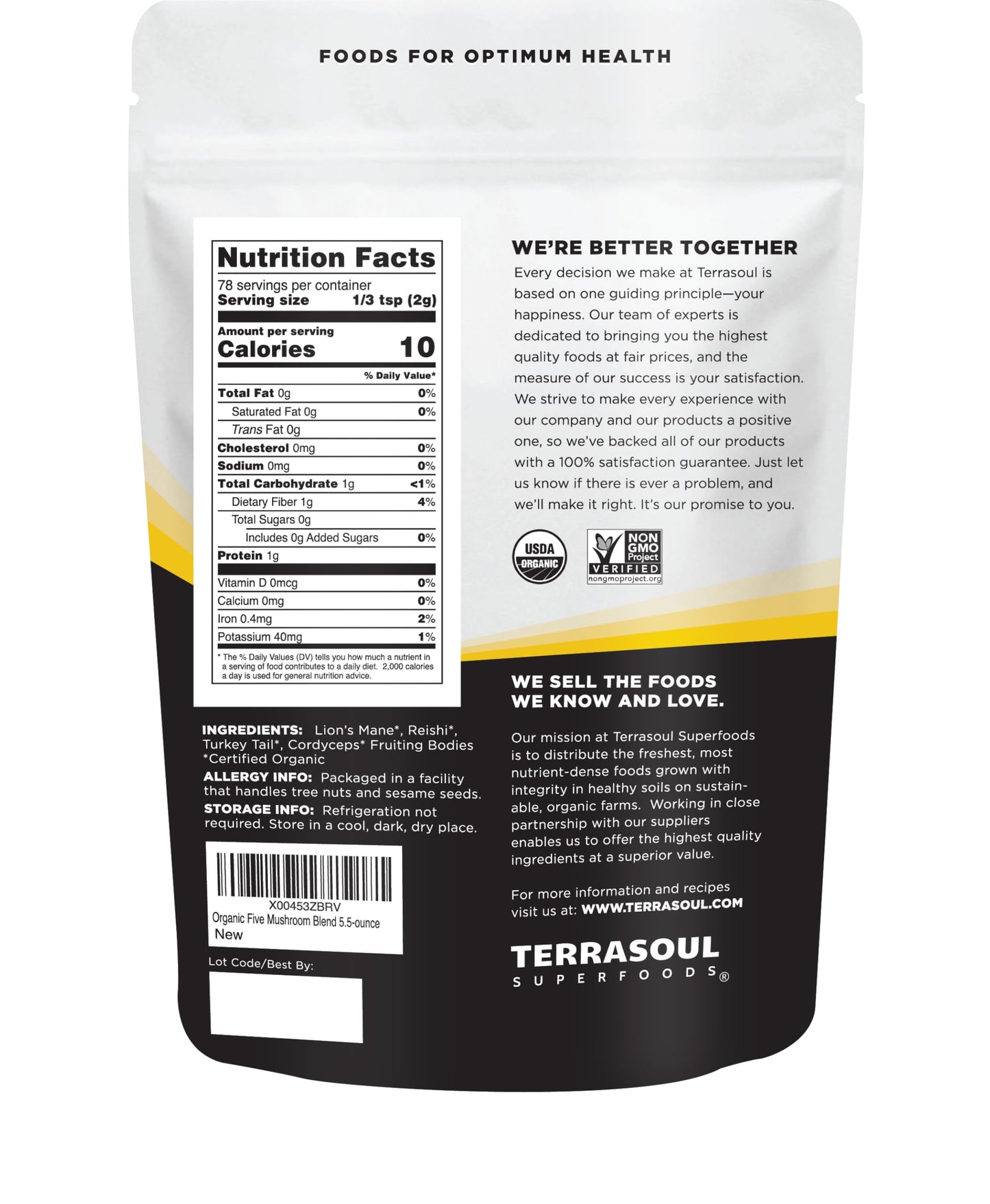 Terrasoul Superfoods Organic Five Mushroom Blend