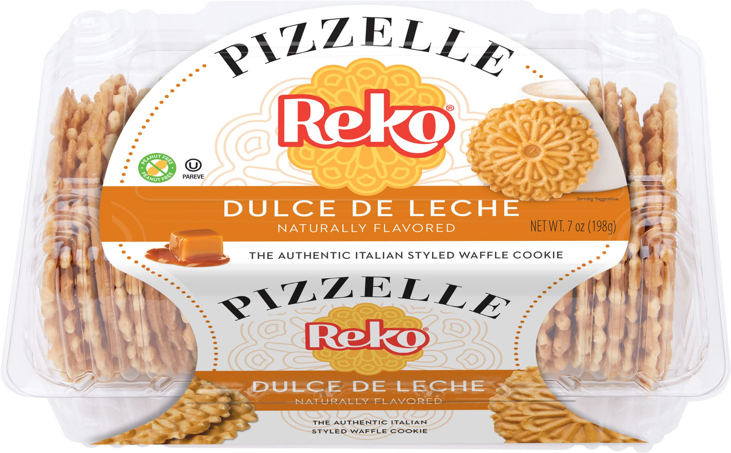 Reko Pizzelle Authentic Italian Style Waffle Cookie, Dulce De Leche, 7 Ounce (Pack Of 1)