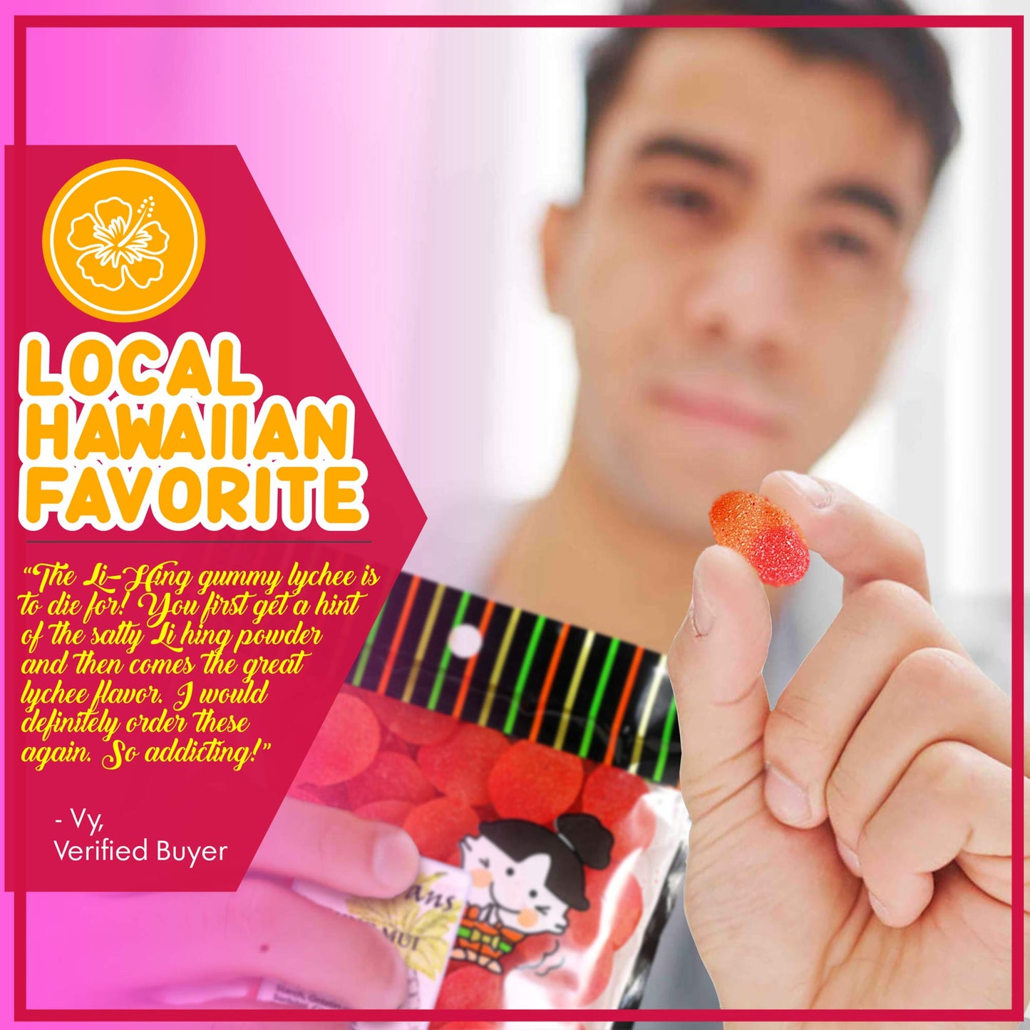 Asia Trans Lychee Gummies with Li Hing Mui Powder | Sweet & Sour Soft Candy | 13 Ounce Pack