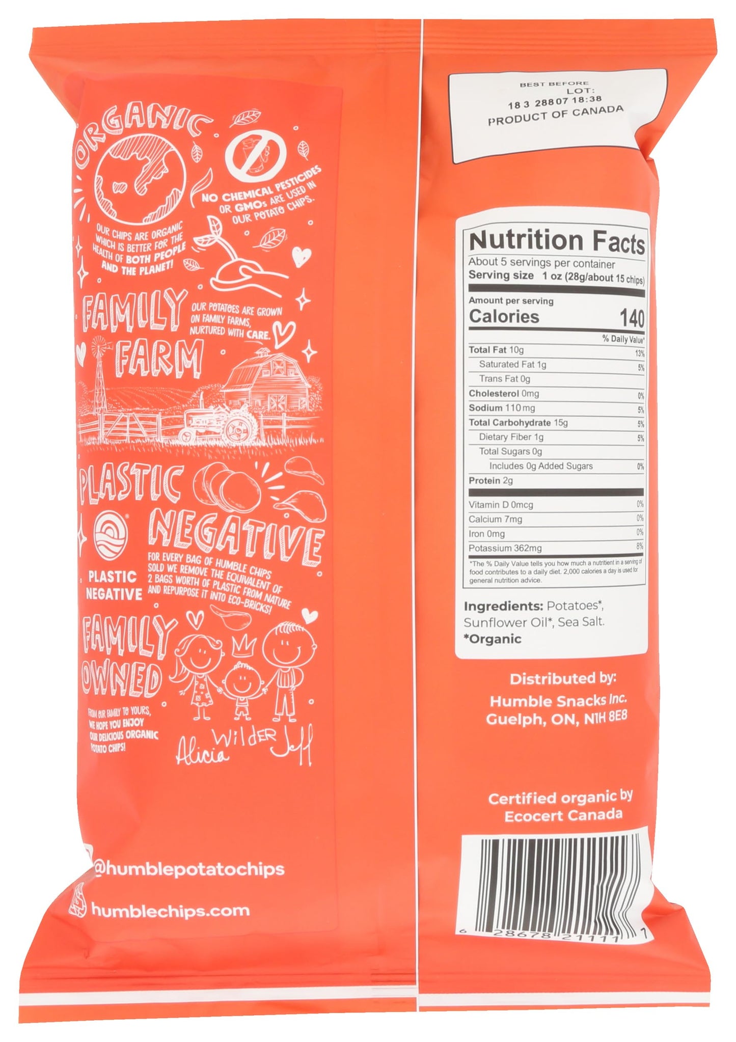 Humble Potato Chips - Chips Potato Original - Case Of 12-5 Oz