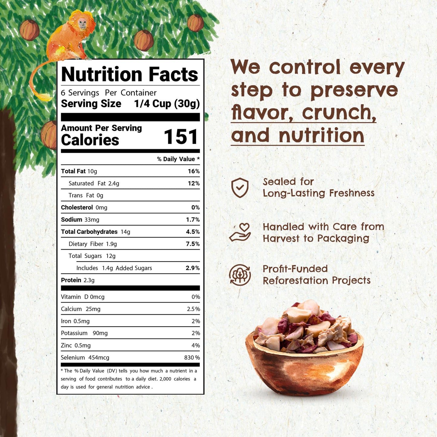 Snack Açaí Trail Mix 7 Oz – The True Organic Brazil Nuts Roasted + Açaí Fruit Nibs + Cupuaçu Fruit Nibs – Nutrient-Rich And Practical Combo – Fresh, Vegan And Gluten Free – Forest Up