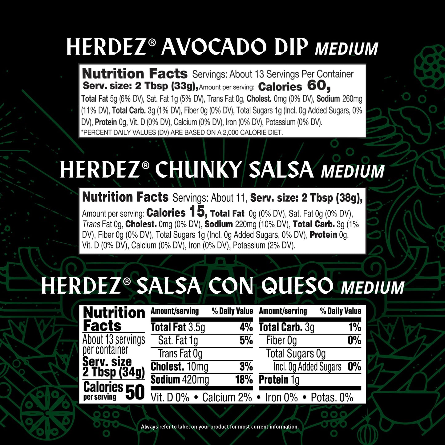 HERDEZ Salsa Dipping Variety 3 Pack - NEW! Chunky Medium, Salsa Con Queso, Avocado Dip Medium - Authentic Mexican Flavor Dips fo
