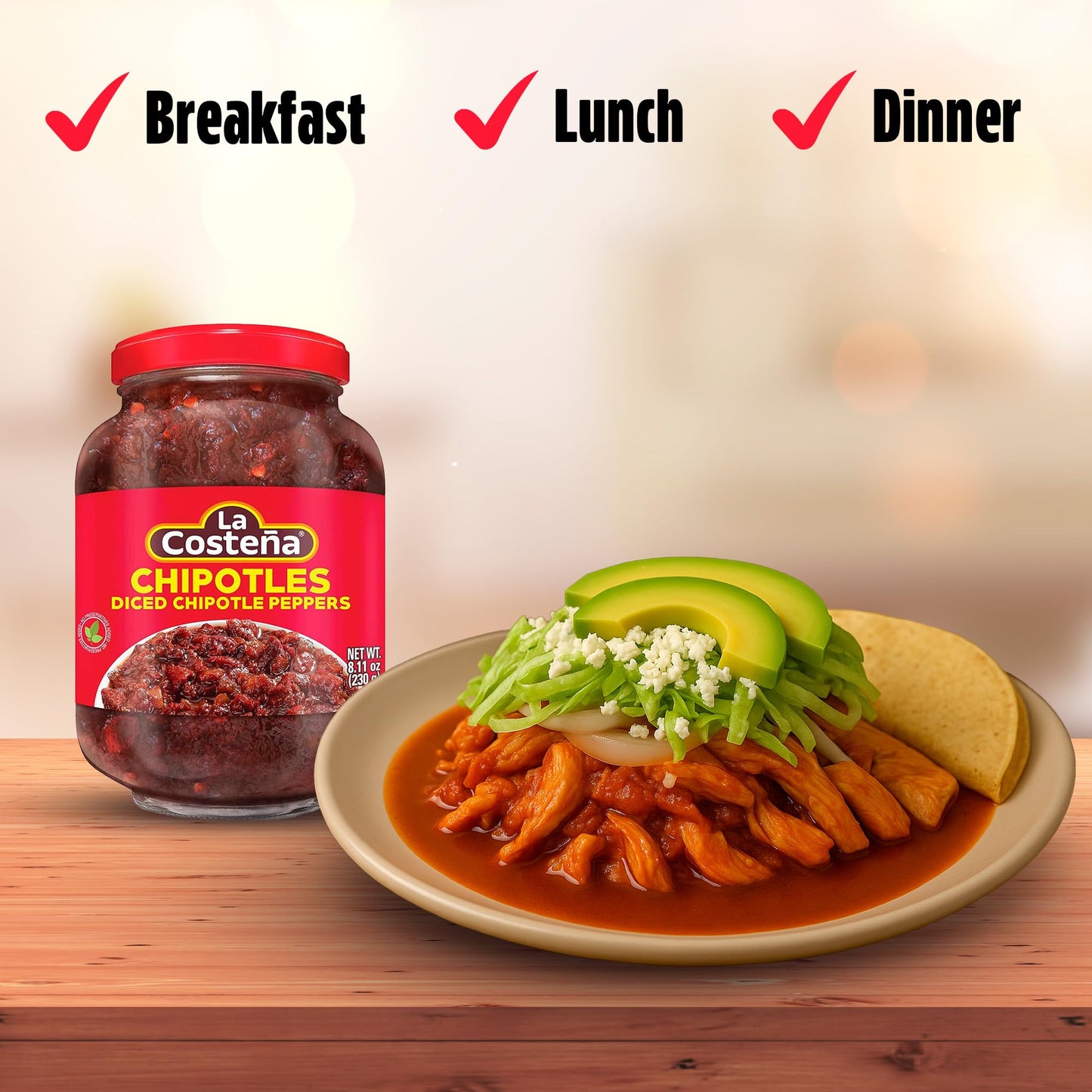 La Costea Chipotle Peppers - Spicy Smoked Diced Peppers for Chipotle Sauce  Adobo Sauce  Mexican Food  Taco  Enchiladas & Salsa - Pickled Vegetables - Diced Chilis - 8.11oz  12 Pack Jarred Vegetables