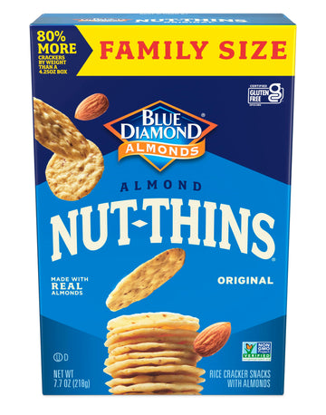Blue Diamond Almonds Nut-Thins Gluten Free Cracker Crisps, Original, Family Size, 7.7 oz (Pack of 6)