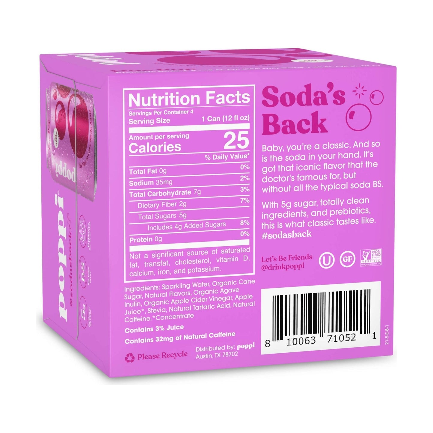 poppi Doc Pop Prebiotic Soda, 4pk 12 Fl Oz each