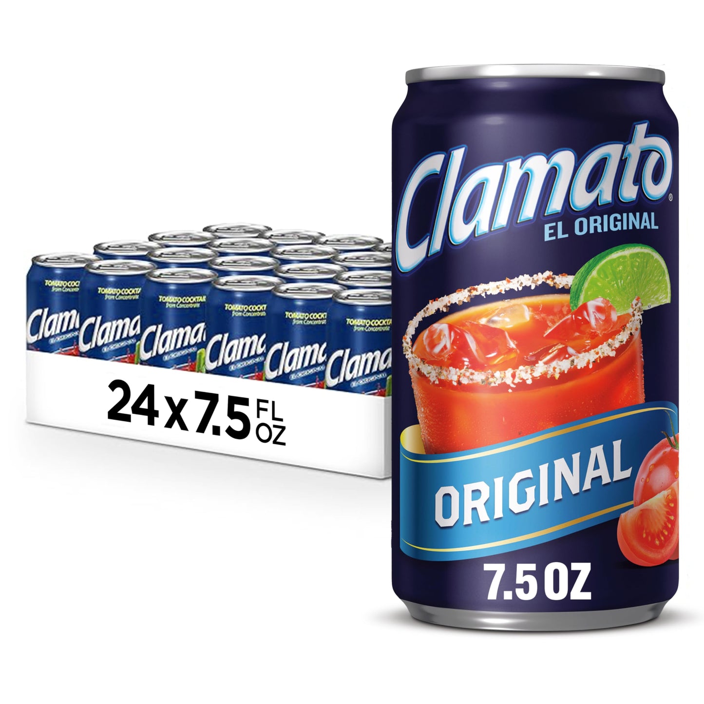 Clamato Oriflavor Blendal Tomato Mixed Flavor  7.5 Fl Oz Cans (Pack Of 24) Flavored With Tomato Juice & Spices  Perfect Mixer For The Authentic Michelada  Bloody Mary Drinks  And Seafood Mixed Flavor