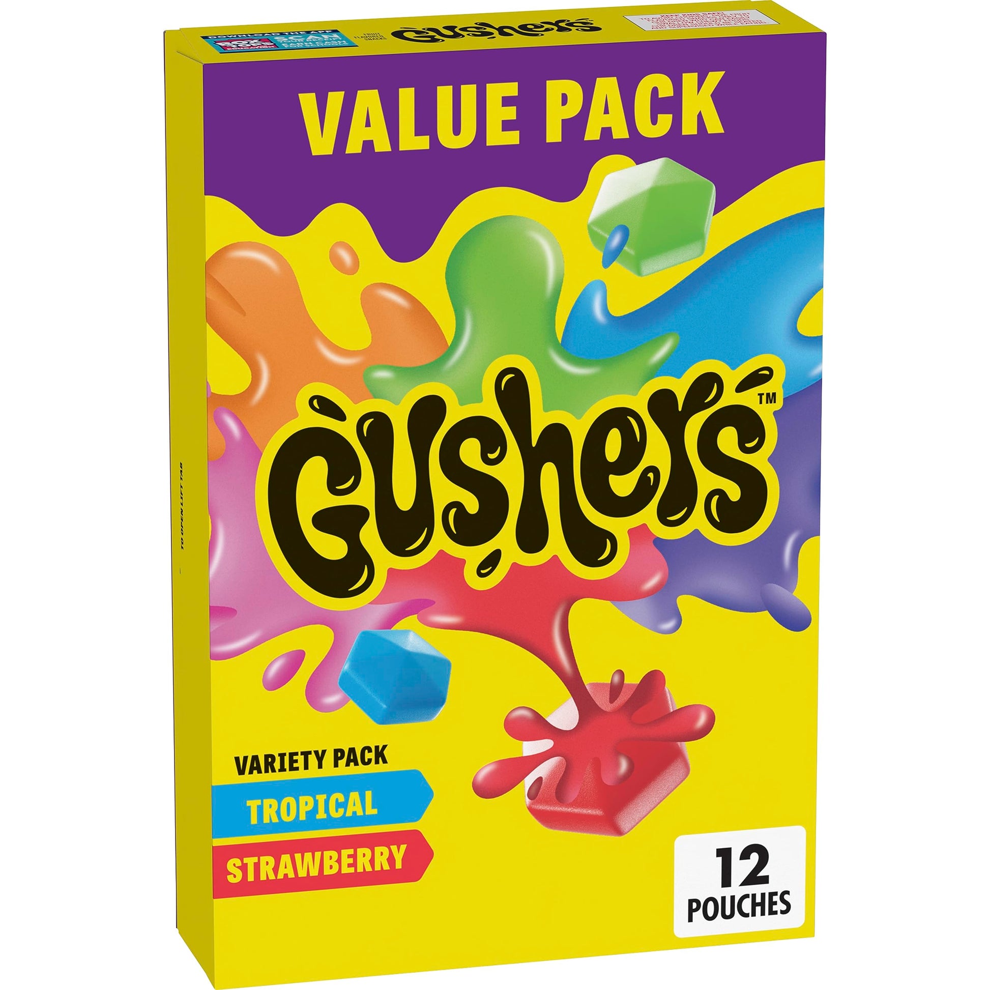 Gushers Fruit Flavored Snacks, Strawberry And Tropical Flavors, 12 Ct