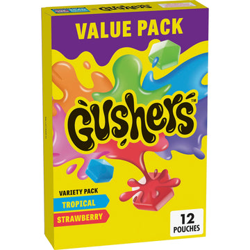 Gushers Fruit Flavored Snacks, Strawberry And Tropical Flavors, 12 Ct