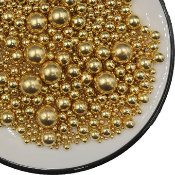 Super Gold Pearls Sugar Sprinkles 120g/4.23 oz, Mix size Candy Pearl for Cake Decorating and Cupcake Toppers, Cookie Decorations