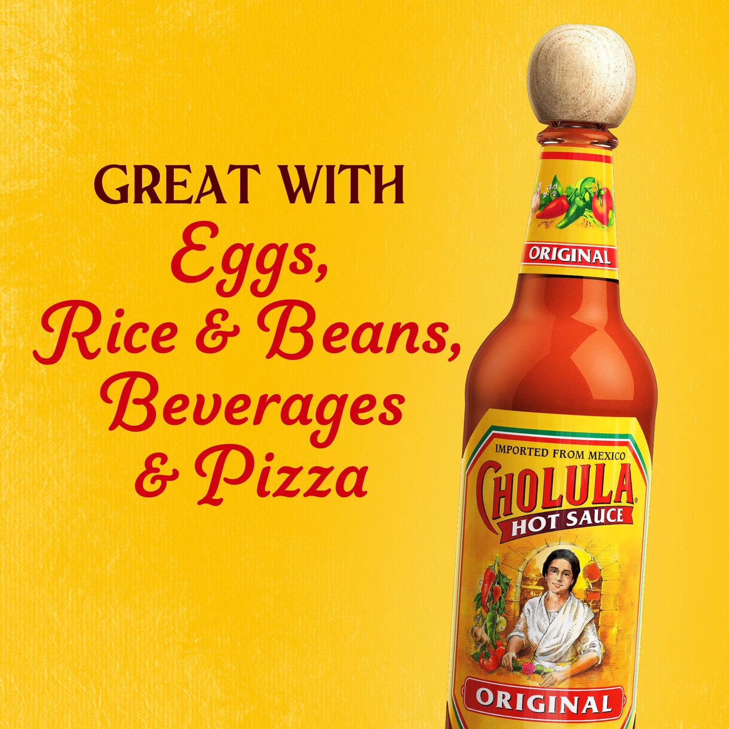 Cholula Hot Sauce, Original, Product of Mexico, Blend of Arbol & Piquin Peppers with Spices for Eggs, Rice, Tacos, Huevos Ranche