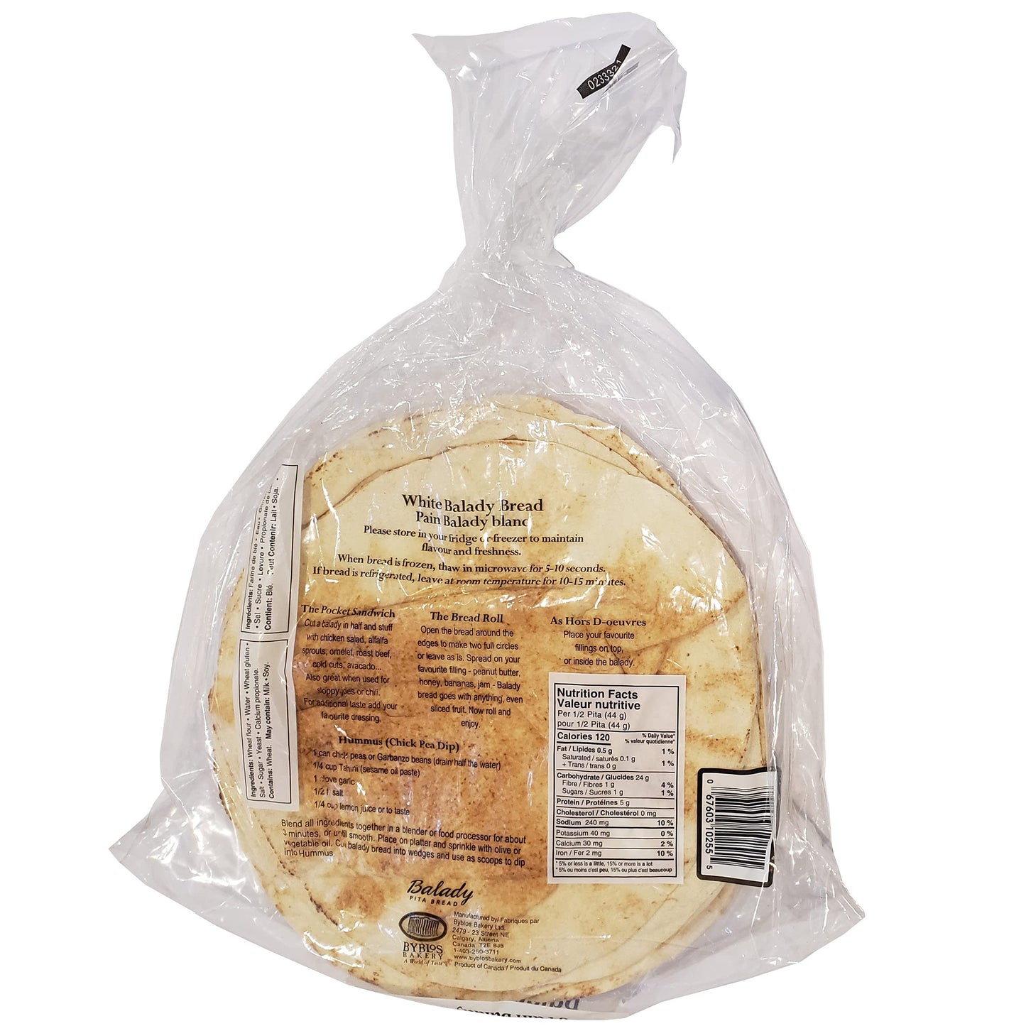 Balady White Pita Bread 10 525g, bag of 6 bread, pack of 2 bags