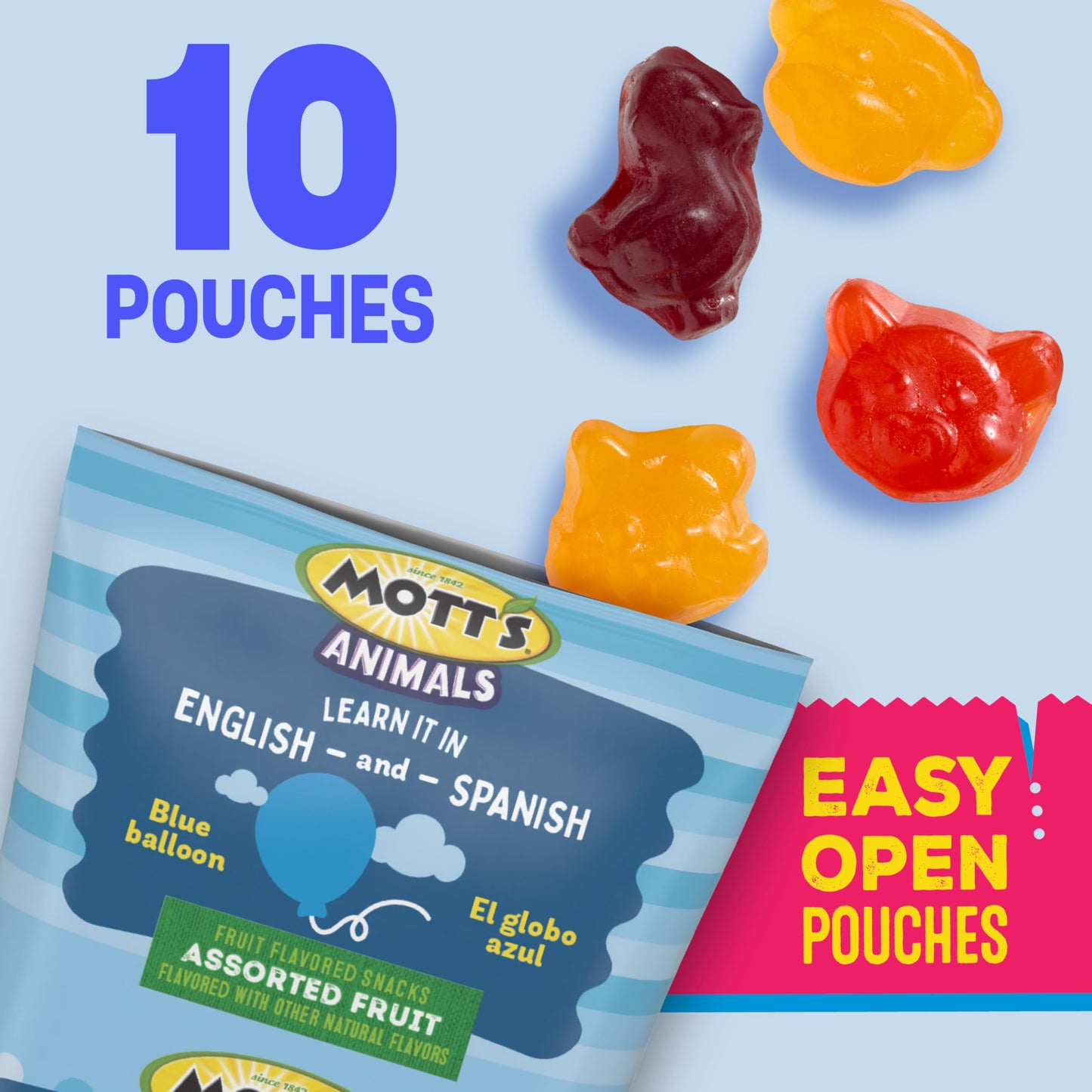 Motts Fruit Flavored Snacks, Animals Assorted Fruit, Gluten Free Snack, 10 Ct, 8 oz (Pack of 8)