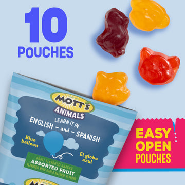 Motts Fruit Flavored Snacks, Animals Assorted Fruit, Gluten Free Snack, 10 Ct, 8 oz (Pack of 8)