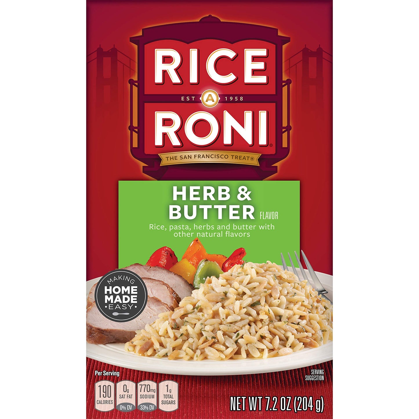 Rice-A-Roni Herb & Butter Rice, 7.2 Ounce Boxes, Pack of 12