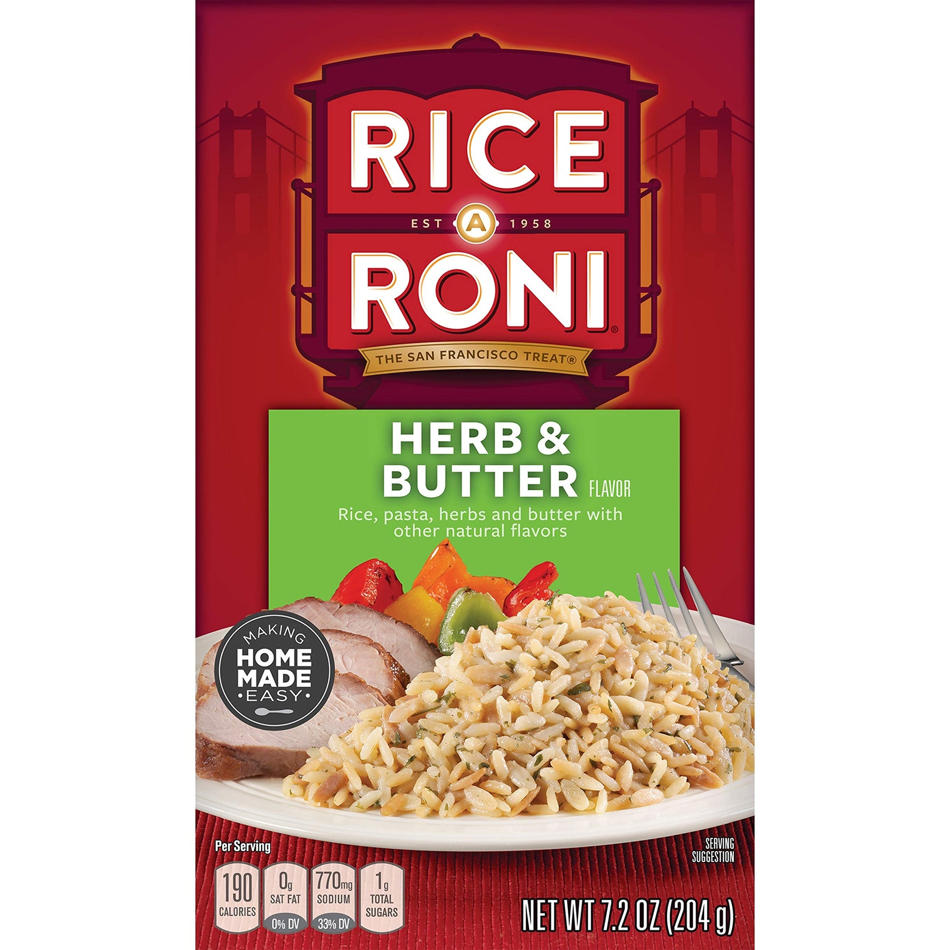 Rice-A-Roni Herb & Butter Rice, 7.2 Ounce Boxes, Pack of 12