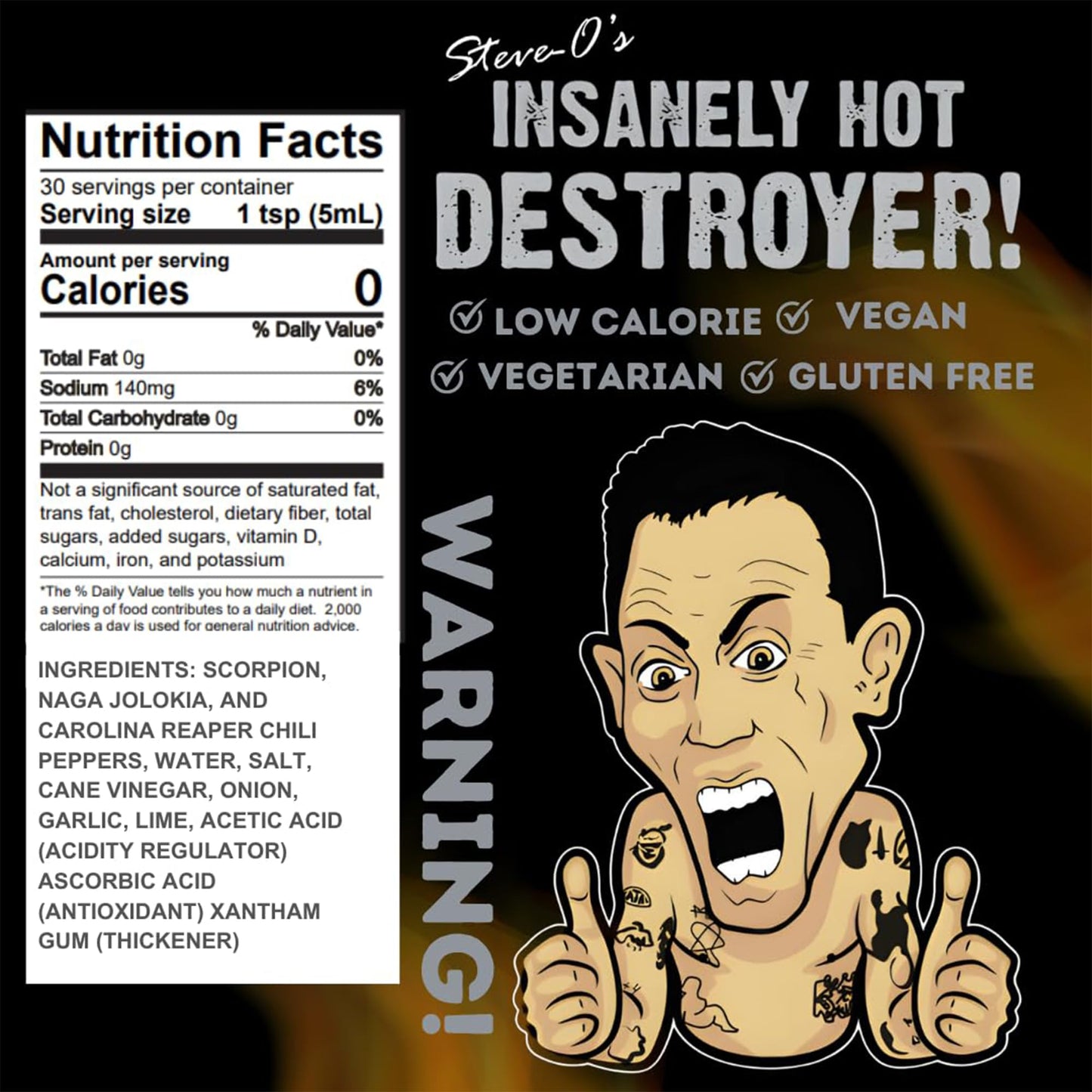 Steve-O'S Hot Sauce - Destroyer Hot Sauce | With Garlic, Scorpion, Naga Jolokia, And Carolina Reaper Peppers For Tacos, Bbq, Pot